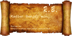 Radler Benjámin névjegykártya